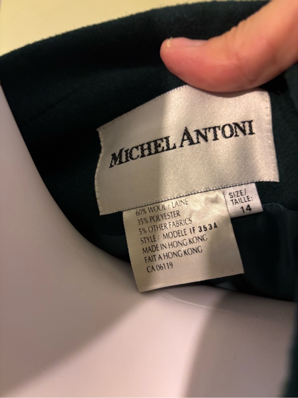 Vintage Michel Antoni Forest Green Wool Blend Double-Breasted Blazer Size 14 - Picture 2 of 6